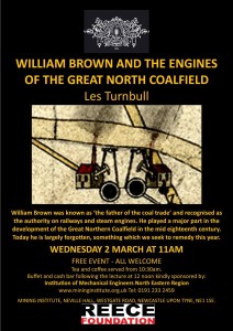 Lecture by Les Turnbull at the North of England Institution of Mining and Mechanical Engineers, supported by the Institution of Mechanical Engineers North Eastern Region