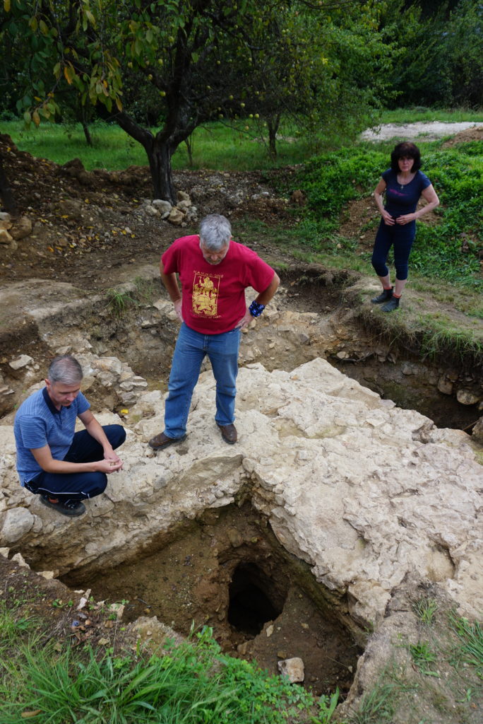 Peter, David and Di looking at the details of the boiler base